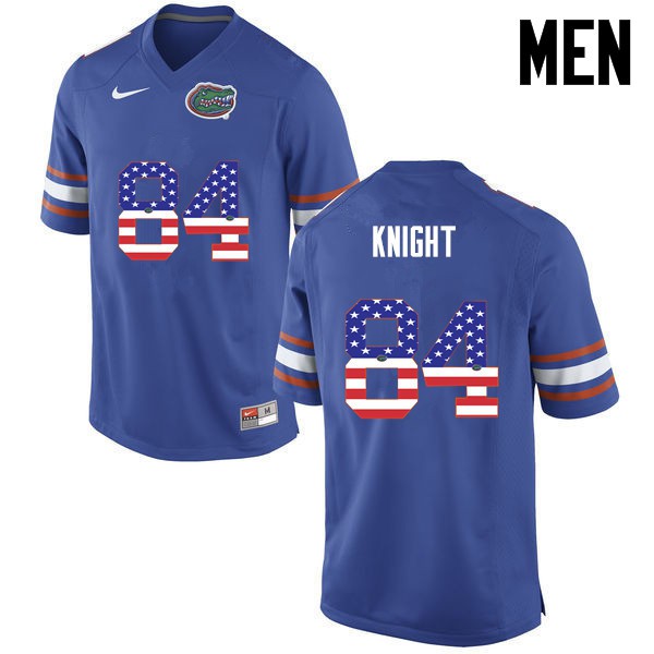 Florida Gators Men #84 Camrin Knight College Football USA Flag Fashion Blue